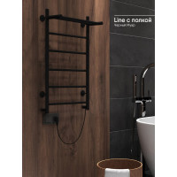 Полотенцесушитель INDIGO Line electro с полкой, 80/50, (скр.монтаж, унив.подкл.R/L, черный муар) LСLE80-50BRPR