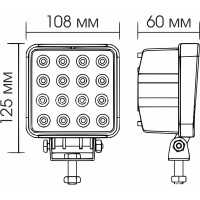 Светодиодная фара Вымпел WL-148CS /дальн. свет, кв. мет. корп. 16 LED, 48W/ 5201