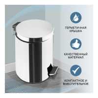 Ведро для мусора Delphinium Н102-5L 5 л, хром 102174