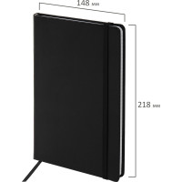 Блокнот BRAUBERG Select А5 148x218 мм, 96 л, зернистый кожзаменитель, резинка, клетка, черный 125211