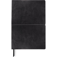 Блокнот BRAUBERG Black Jack А5 148х218 мм, 128 л, гладкий кожзам, резинка, клетка, черный, 125240