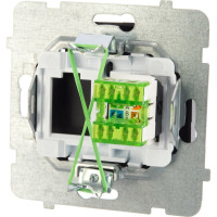 Компьютерная розетка Ospel Sonata 1-я, категория 5e, RJ-45, без рамки, черный металлик GPK-1R/K/m/33
