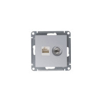 Розетка Systeme Electric (Schneider Electric) Atlasdesign двойная комп+ТВ, RJ45+TV, кат.5E, алюминий ATN000389