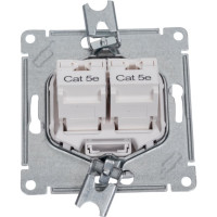 Розетка двойная компьютерная Systeme Electric (Schneider Electric) ATLASDESIGN RJ45+RJ45, кат.5E,, БЕЛЫЙ ATN000185