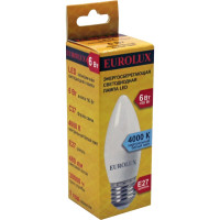 Светодиодная лампа Eurolux LL-E-C37-6W-230-4K-E27/свеча, 6Вт, нейтральный, Е27 76/2/10