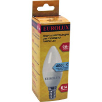 Светодиодная лампа Eurolux LL-E-C37-6W-230-4K-E14/свеча, 6Вт, нейтральный, Е14 76/2/4