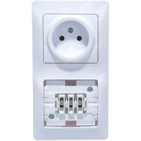 Блок розетка + 3-клавишный выключатель Systeme Electric GLOSSA БЕЛЫЙ GSL000176