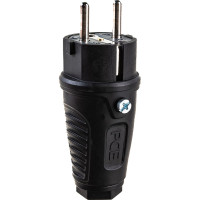 Ударопрочная вилка PCE каучук 16А 220V 2P+E IP54 корпус черный, маркер черный 0522-ss
