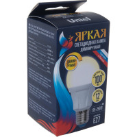 Лампа Uniel LED-A60, 12W/3000K/E27/FR/DIM, PLP01WH, светодиодная, диммируемая UL-00004290