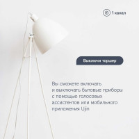 Умное встраиваемое реле для розетки и выключателя Ujin 1КWiFi/16А, голосовое управление одноканальное ER-10000-01