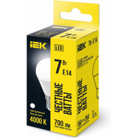 Светодиодная лампа IEK ECO G45 шар 7Вт 230В 4000К E14 LLE-G45-7-230-40-E14