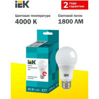 Светодиодная лампа IEK ECO A70 20 Вт 230 В 4000 К E27 LLE-A60-20-230-40-E27