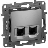 Розетка Legrand компьютерная двойная RJ45 категория 5e UTP Legrand Etika алюминий 672455