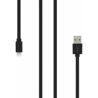 Кабель Rombica USB - Lightning MFI, ПВХ, плоский, 1м, черный DIGITAL MR-01 CB-MR01B