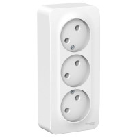 3-ая розетка Systeme Electric BLANCA открытой установки, без заземления, без шторок, белый BLNRA000311