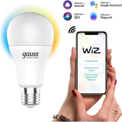 Gauss Лампа Светодиодная Smart Home DIM+CCT E27 A60 8.5 Вт 1130112