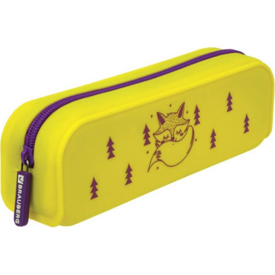BRAUBERG Пенал-косметичка силикон, Fox, 20х5х6 см, 229029