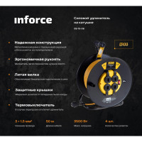 Inforce Силовой удлинитель на катушке 4гн. с/з ПВС 3х1,5 16A 50м IP 44 GRANITE ZG 09-15-06