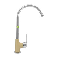 Латунный смеситель для мойки Eleanti одноручный, бежевый/хром, картридж 35 мм, крепеж гайка 0402.476