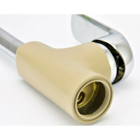 Латунный смеситель для мойки Eleanti одноручный, бежевый/хром, картридж 35 мм, крепеж гайка 0402.476