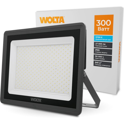 Светодиодный прожектор Wolta 300Вт, 5700К Холодный белый свет, IP65, SMD WFL-300W/06