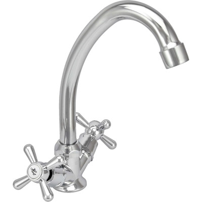 Смеситель для мойки Istok life двуручный, с поворотным изливом, керамическая кран-букса, гайка 0402.437