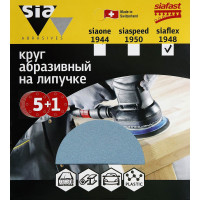Круг шлифовальный на липучке siaflex 1948 (5+1 шт; 125 мм; без отверстий; P150) sia Abrasives sf6-125-0-150
