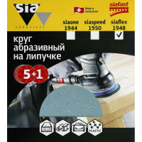Круг шлифовальный на липучке siaflex 1948 (5+1 шт; 150 мм; без отверстий; P80) sia Abrasives sf6-150-0-080