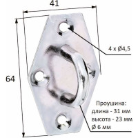 Проушина ALBERTS оцинкованная, 64х41мм 316471