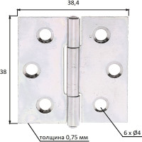 Петля ALBERTS оцинкованная, 38x38 мм 345976