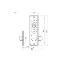 Кодовый замок НОРА-М 200 мат.хром 7287