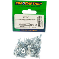 Шуруп универс. с пот. гол. ЕВРОПАРТНЕР Zn 4,5 х 20 60 шт. 14 1282 1