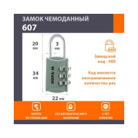 Навесной кодовый замок НОРА-М 607 серебро 17082
