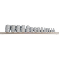 Набор головок Е-профиль 1/4"&3/8"&1/2" на планке 15 предметов Forsage F-4158(9668)