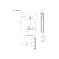 Корпус замка НОРА-М магнитный ригель 25М-85 мм хром, под цилиндр, с отв.планкой 14747
