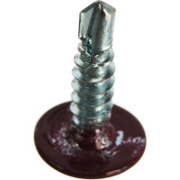 Саморезы с пресс-шайбой Госкреп со сверлом 4,2х16мм красные RAL3005 35 шт., подвес 1-0017450