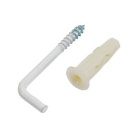 Крюк-шуруп ЕВРОПАРТНЕР L- обр. белый D3,8хL40 в компл. c дюбелем MULTI 6x25 4шт. MP 303 17