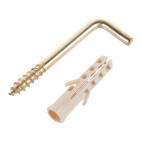 Крюк-шуруп ЕВРОПАРТНЕР L-обр. латунир. d3,9хL40 мм 2шт. 13 4821 1