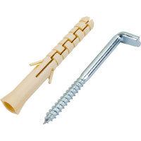 Крюк-шуруп ЕВРОПАРТНЕР L-обр. Zn d5,9хL80 мм, прямой шлиц, 2 шт. 13 3003 2