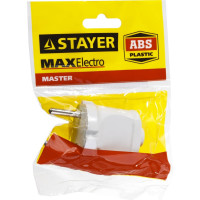 Электрическая вилка Stayer MASTER, 6А/220В, белая 55150-W
