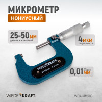 Микрометр WIEDERKRAFT нониусный, 25-50 мм, 0.01 мм WDK-MM5001