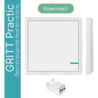 Беспроводной выключатель GRITT Practic 1 клавиша, белый комплект 1 выключатель, 1 радиореле 1000Вт 11101