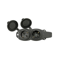 Двухместная розетка с защитными крышками EKF каучуковая, 230В, 2P+PE, 16A, IP44 RPS-018-16-230-44