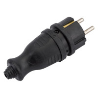 Каучуковая прямая вилка EKF, 230В 2P+PE 16A IP44 PRO RPS-011-16-230-44-r