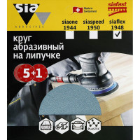 Круг шлифовальный на липучке siaflex 1948 (5+1 шт; 125 мм; без отверстий; P80) sia Abrasives sf6-125-0-080