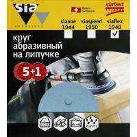 Круг шлифовальный на липучке siaflex 1948 (5+1 шт; 150 мм; 6 отверстий; P150) sia Abrasives sf6-150-6-150