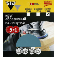 Круг шлифовальный на липучке siaflex 1948 (5+1 шт; 150 мм; без отверстий; P320) sia Abrasives sf6-150-0-320