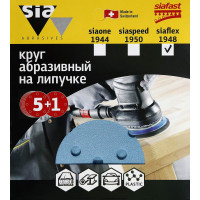Круг шлифовальный на липучке siaflex 1948 (5+1 шт; 125 мм; 8 отверстий; P120) sia Abrasives sf6-125-8-120