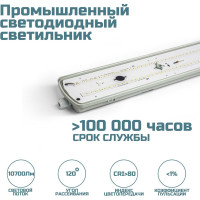 Аварийный светодиодный светильник ВСЕСВЕТОДИОДЫ Айсберг 76Вт, 10700Lm, IP65, 5000-5500К, Прозрачный с БАП на 1 час vs103m-76-tr-5k-li1h