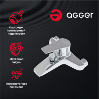 Душевая система Agger со смесителем для ванныx и душа с двумя квадратными лейками A2994000